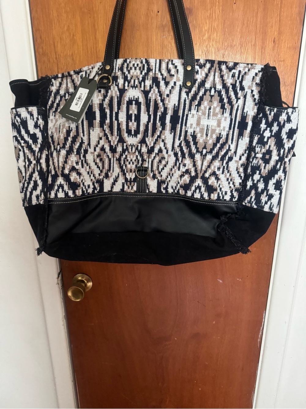 Myra Bag Black, Brown and Cream Travel Tote